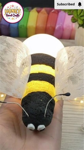 DIY Waste Bulb to Cute Honey Bee 🐝 Lamp with Clay #diy #clay #viralvideo #honeybee