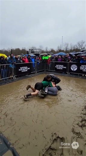 Mud‑fighting league 🥊🌧️ Two athletes battle for control — gritty, real, competitive. #Shorts