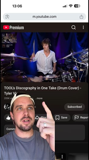 Brett Greenwood on Instagram: "@tylervisserdrums plays the ENTIRE Tool discography in ONE TAKE! 🥁 7 HOURS of pure mental torture 😂 Much love man! Truly impressive"