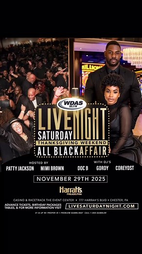Tickets for next week’s WDAS THANKSGIVING WEEKEND ALL BLACK LIVE SATURDAY NIGHT DANCE PARTY are Mooooovvvvvviiinnngggg. You CAN pay at the door but advance tickets are the best price option. Get them while you can EXCLUSIVELY at www.livesaturdaynight.com. | Mimi Brown | Facebook