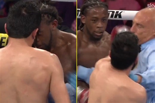 Boxing referee punched in face as fighter Floyd Mayweather once claimed ‘has everything’ butts heads with opponent
