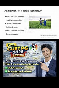 Applications of Haploid Technology | UNIT 2 – CUET PG 2026 | Plant Biotechnology