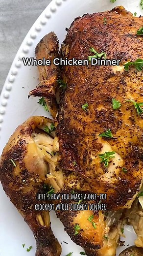 Slow Cooker Whole Chicken Dinner Recipe with Potatoes & Veggies