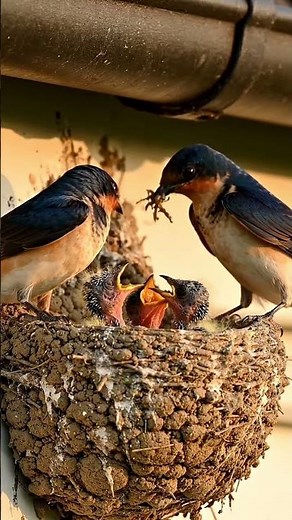 Swallows close-up micro footage 🐦 #animals #nature #minicamera