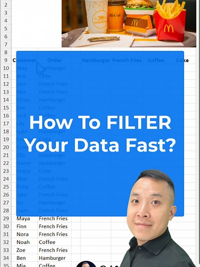 How To Filter Your Data Fast ? If you are struggling to master Excel for business data analysis 👇 ————— Here’s how I can help you☀️: Master Excel for business & data analysis in one course. Simpler. Clearer. No Fluff. https://www.sun-lau.com #Excel #exceltricks #exceltutorial #excel