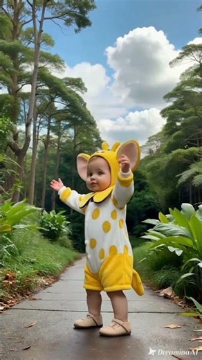 Baby Giraffe Dancing in Jungle 🦒🌿 | Adorable Tall Baby Dance!”