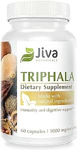 Jiva Botanicals Triphala Supplement - Triphala Capsules Made with Amalaki, Bibhitaki and Haritaki Powder for Normal Digestive Health & Normal Immune System - 60 Capsules