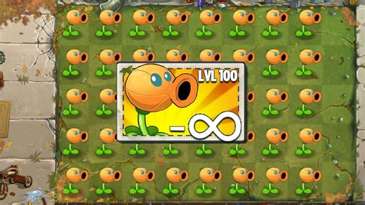 PvZ 2 挑战——所有植物 100 级使用 1 次能量豆 VS 100 级超级仓鼠小鸡僵尸