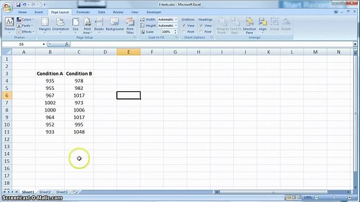 t-test-excel
