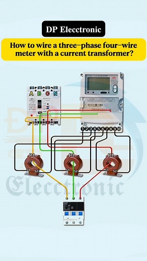 How to wire a three-phase four-wire meter with a current transformer? ... #dpelecctronic #Elecctronic #Electrical #fblifestyle #instagramreels #electricalwork #interiordesign #DPElecctronicfollow | 𝐃𝐏 𝐄𝐥𝐞𝐜𝐜𝐭𝐫𝐨𝐧𝐢𝐜