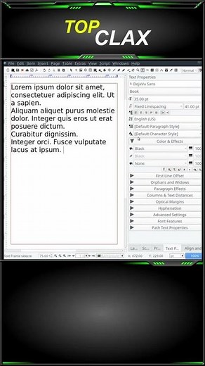 How to align bulleted list text overflow in Scribus