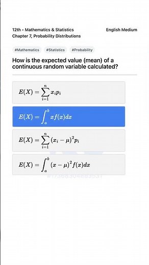Calculating Mean of Continuous Random Variables 12th Math Stats