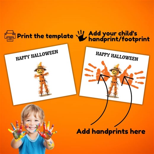 Scarecrow Template Handprint Craft | Halloween Craft | Kids Halloween Activity