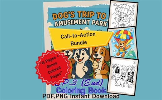 Dog's Amusement Park Coloring Book | Story-based Kids Activity (PDF, PNG Bundle) - Etsy