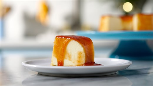 Cheese Pudding With Melted Guava Syrup