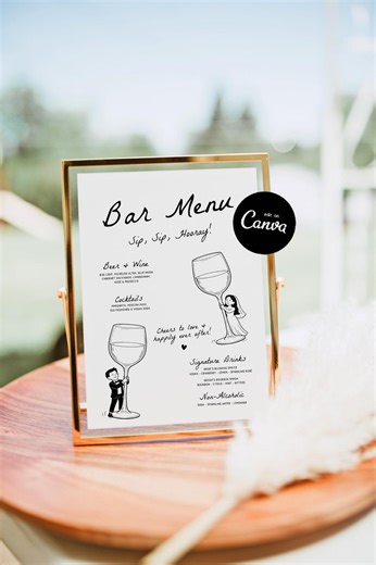Bar Sign Wedding Template, Cin Cin Bar Sign, Hand Drawn Bar Menu Sign, Rehearsal Dinner Open Bar Sign, the Night Before Bar Signs Template - Etsy UK