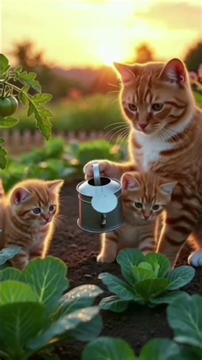 Cute cat playing with her babies #cute #cat #funnycats #aivideo