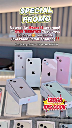 Ramadhan makin berkah, upgrade makin mudah 🤍 Saatnya ganti iPhone 13 dengan harga spesial bulan suci ✨ Harga iPhone turun khusus bulan penuh berkah! ✅ Bisa cicilan ✅ Bisa tukar tambah ✅ Banyak bonus menarik ✅ Stok terbatas! Jangan tunggu Lebaran, nanti kehabisan 😆 Langsung chat & amankan sekarang! Buruan ke Java Phone Demak Sekarang!!! Stokkk terbatasss‼️😍 #promoramadhan #ramadahanberkah #demakkotawali #demakhariini #jualbeliiphone
