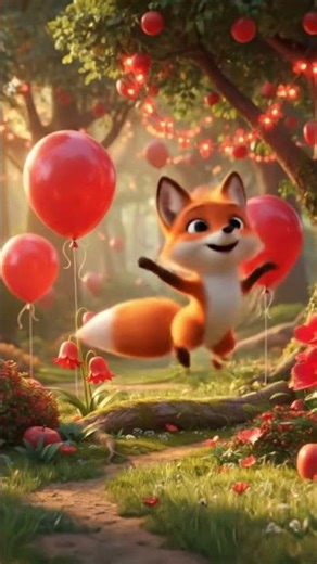 Red Fox Finds Colorful Apples! 🍎