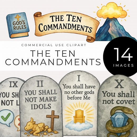 Ten Commandments Clipart, Instant Download, Illustrated Bible Commandment Tablets PNG, Christian Homeschool, Sunday School, Scripture Art - Etsy