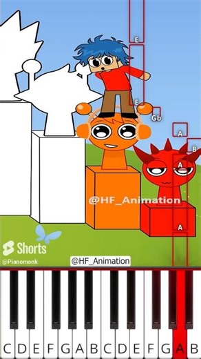 Mix the Colors with Noob! 🌈🎶 Sprunki Incredibox Challenge (@HF_Animation) - Octave Piano Tutorial