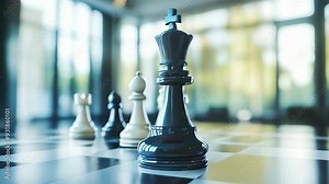 Black and white chess pieces on the chessboard