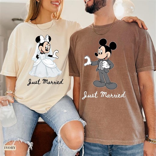 Mickey Minnie Groom Bride Heart Sign Just Married Comfort Colors Shirt, Disney Wedding Party Tee, Newlywed Couple Matching, Honeymoon Trip - Etsy