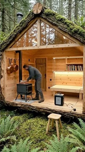 “From Fallen Tree to Dream Cabin 🌲→🏡 (Unbelievable Transformation)”#Transformation #CabinLife#trend