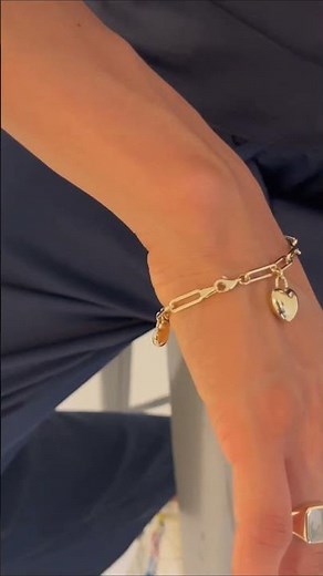 14K Solid Gold Puffed Heart Paperclip Charm Bracelet | Timeless Everyday Gold 💛