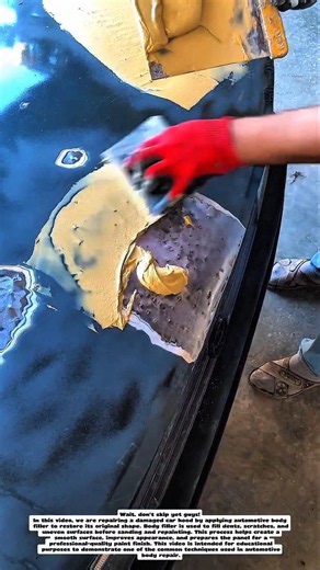 How to Restore a Damaged Car Hood Using Body Filler | Auto Body Repair Process.