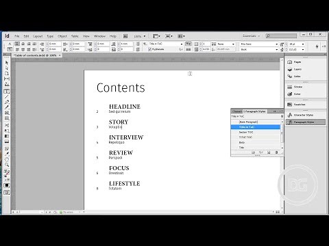 How to create table of contents in Adobe InDesign