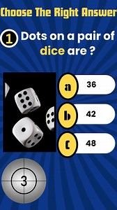 Think fast! Dots in a pair of dice are: 36, 42, or 48? You only have 3 seconds before the answer reveals! ⏳🔥 Love quick quizzes, puzzles, and brain games? Then this challenge is perfect for you! 👇 Comment your answer before the reveal! 🎲 Daily Quiz Reels 🌍 For viewers from Pakistan | India | USA | UK | Philippines| Europe | Aisa | Africa | Australia| | America | Worldwide 🔥 Follow for more quiz reels! | Quick Quiz