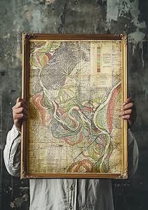 Sheet 1-1944 Mississippi River Map - River House Decor Wall Art Gifts - Harold Fisk Ancient River Meander Alluvial Valley Poster Mississipi Mississ Missipi Unframed 16x23 inches