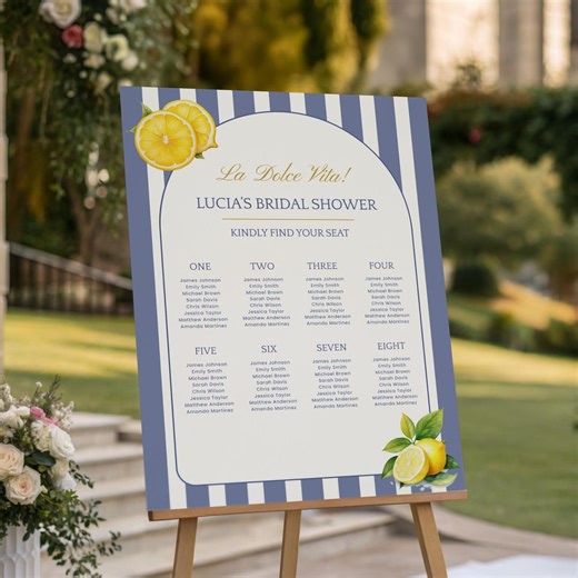 Lemon Bridal Shower Seating Chart Sign Template, Editable Italian Shower Table Plan, LUCIA - Etsy