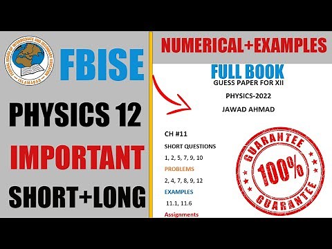 Physics 12 Important Questions Full Book | Federal Board