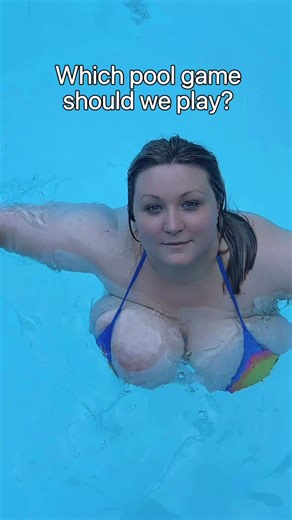 I’m partial to “what color am I thinking of?” 🤭💗 fyp #fypppppp #thick #curvy #bikini #plussize #bodypositivity #realbody #realgirl #real #naturalgirl #natural #bluebikini #swimming #pool