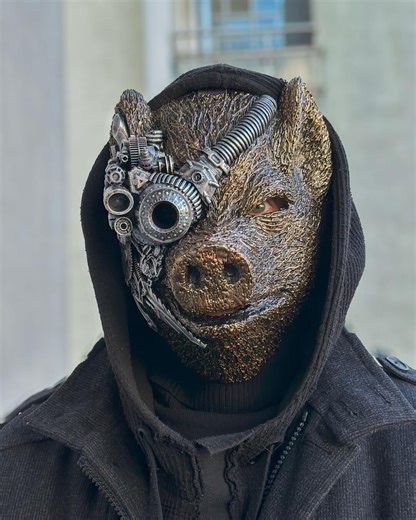 Steampunk Wild Boar Mask • Handmade Pig Mask • Cyberpunk Rave Party Mask • Wearable Art for Festivals & Cosplay - Etsy