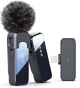 Rythflo Wireless Lavalier Microphone for iPhone 14/13/12 with Noise Cancellation, 100ft Transmission, 18H Battery Life, Lightning Lapel Microphone Wireless for Video Recording, Vlog, Streaming
