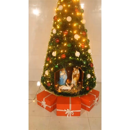 503K views · 7.5K reactions | DIY Christmas tree with nativity scene inside | Viral Clip | Facebook