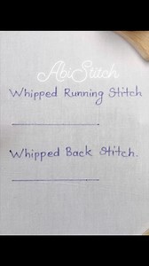 Basic Embroidery Stitches | Whipped Running Stitch | Whipped Back Stitch #reelsvideo #trendingreels #reelsfb #embroidery | ABI Stitch