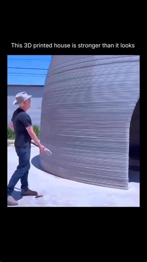 How Things Work on Instagram: "The strength of a 3D-printed house comes from material composition, layer geometry, and continuous wall design, not from the printer alone. Most printed houses use cement-based mixes with fibers and additives that control cracking and increase tensile strength. The printer lays material in thick, interlocking layers that form continuous walls, reducing weak joints found in traditional block construction. Steel rebar, cables, or post-tensioning are often added insid