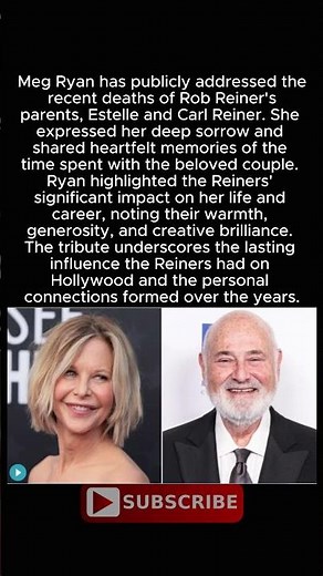 "Meg Ryan Breaks Silence on Rob and Michele Reiner's Tragic Deaths" #shorts #trending #yshorts
