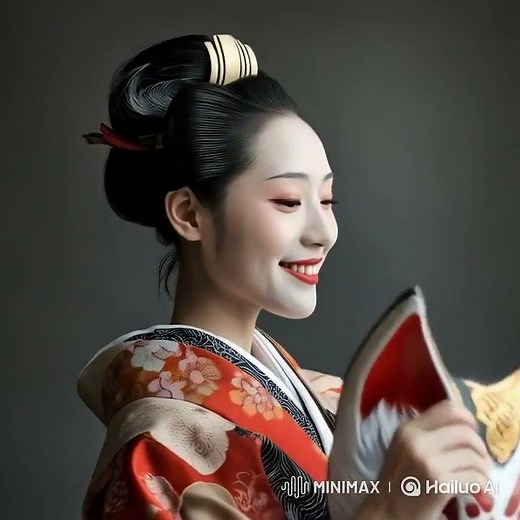 The face behind the traditional Japanese fox mask is a Japanese beauty