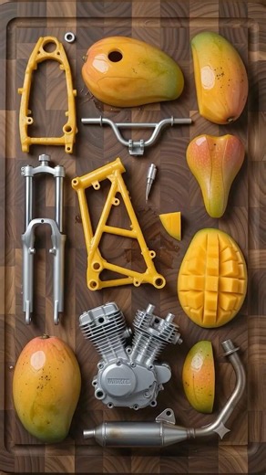 🥭 Mango Motorcycle Build | Ultra Realistic Fruit Carving ASMR | Cinematic Macro Craft