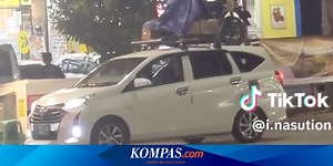 Viral, Video Aksi Nekat Angkut Sepeda Motor di Atap Mobil Toyota Calya