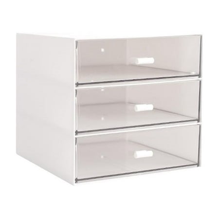 LOVIVER Desktop Storage Box Multi-Grid ABS Plastic Storage Box With Drawers for Cosmetic White Three Grids - Walmart.ca