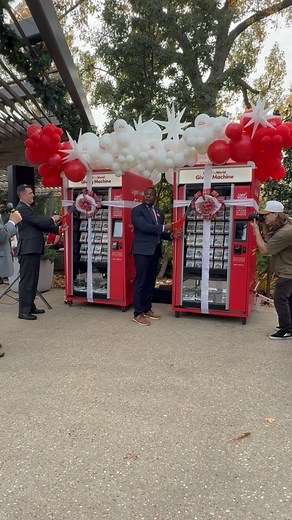 We did it! ✂️ Today the Ribbons were cut, the rain stayed away, and the cards started to fall! 🙌🏻 Tulsa showed UP! ❤️💙💛 America’s Most Generous City kicked off the 2025 Giving Machines with a ✨777✨ donation from @ascensionstjohn, as well as generous donations from @monroefortulsa and many others!🎁 We truly can’t imagine a better backdrop for giving than @gathertulsa 🥰 They are the perfect place to bring your family and friends and share the tradition of Vending Joy this holiday season. 🎄 