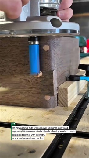 Perfect Wood Dowel Joints Using a Router #Woodworking #Carpentry #Satisfying