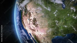 United States seen from space. 2 videos in 1 file. Highly detailed animation of the Earth seen from space.