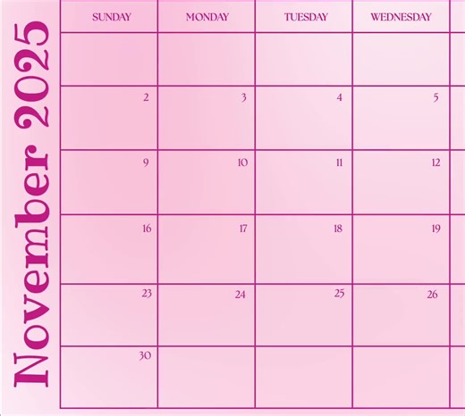 2025 Pink Digital Calendar - Etsy UK